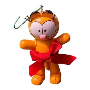 Dakin VTG Garfield Cat Wooden Christmas Ornament Holiday 1980s Cartoon